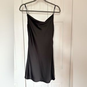 Urban outfitters Mallory cowl neck satin black mini dress size Small